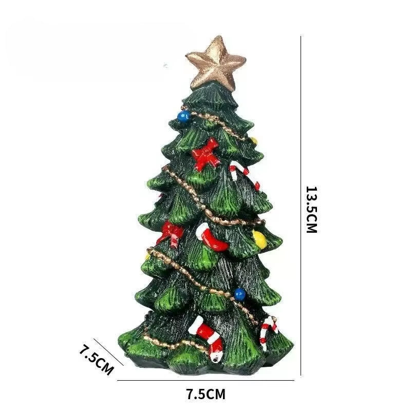 1Pcs Mini Resin Christmas Tree Decor Desktop Ornament Festive Gift for Home Tabletop Decorations Small Ornaments