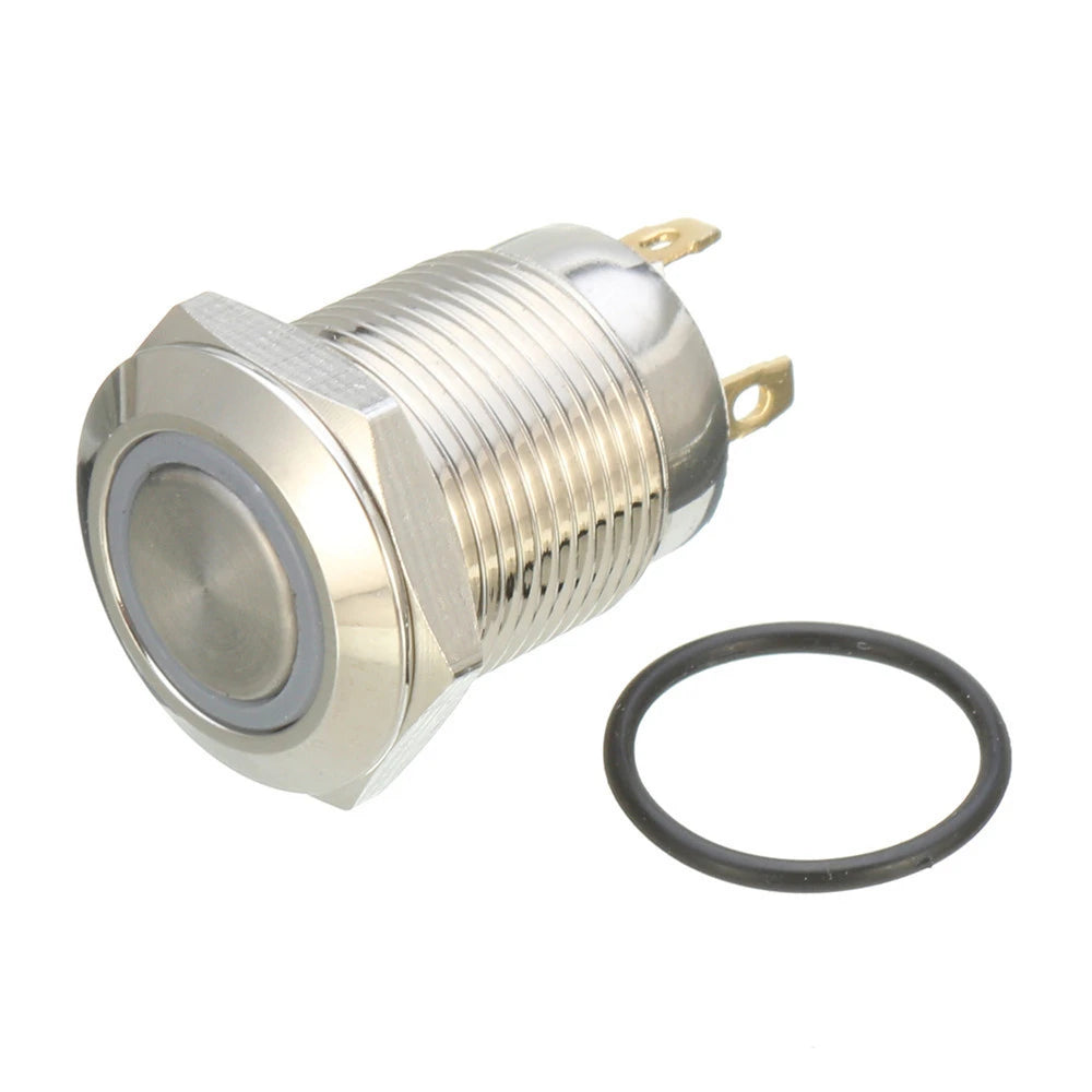 DC 12V 12Mm 4 Pin Momentary Switch Led Light Metal Push Button Waterproof Switch