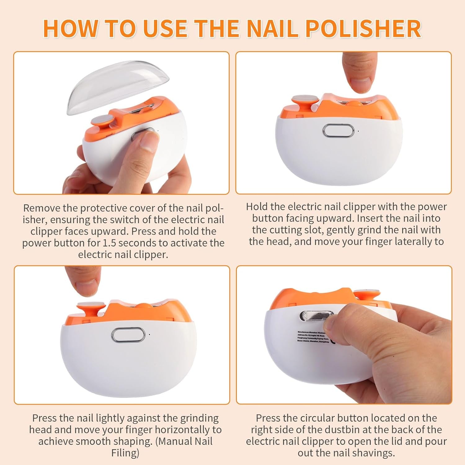 Electric Nail Clipper, Baby Electric Nail Trimmer, Automatic 2 in 1 Rechargeable Nail File with LED Light and Nail Clip Storage for Kids, Seniors, Adults