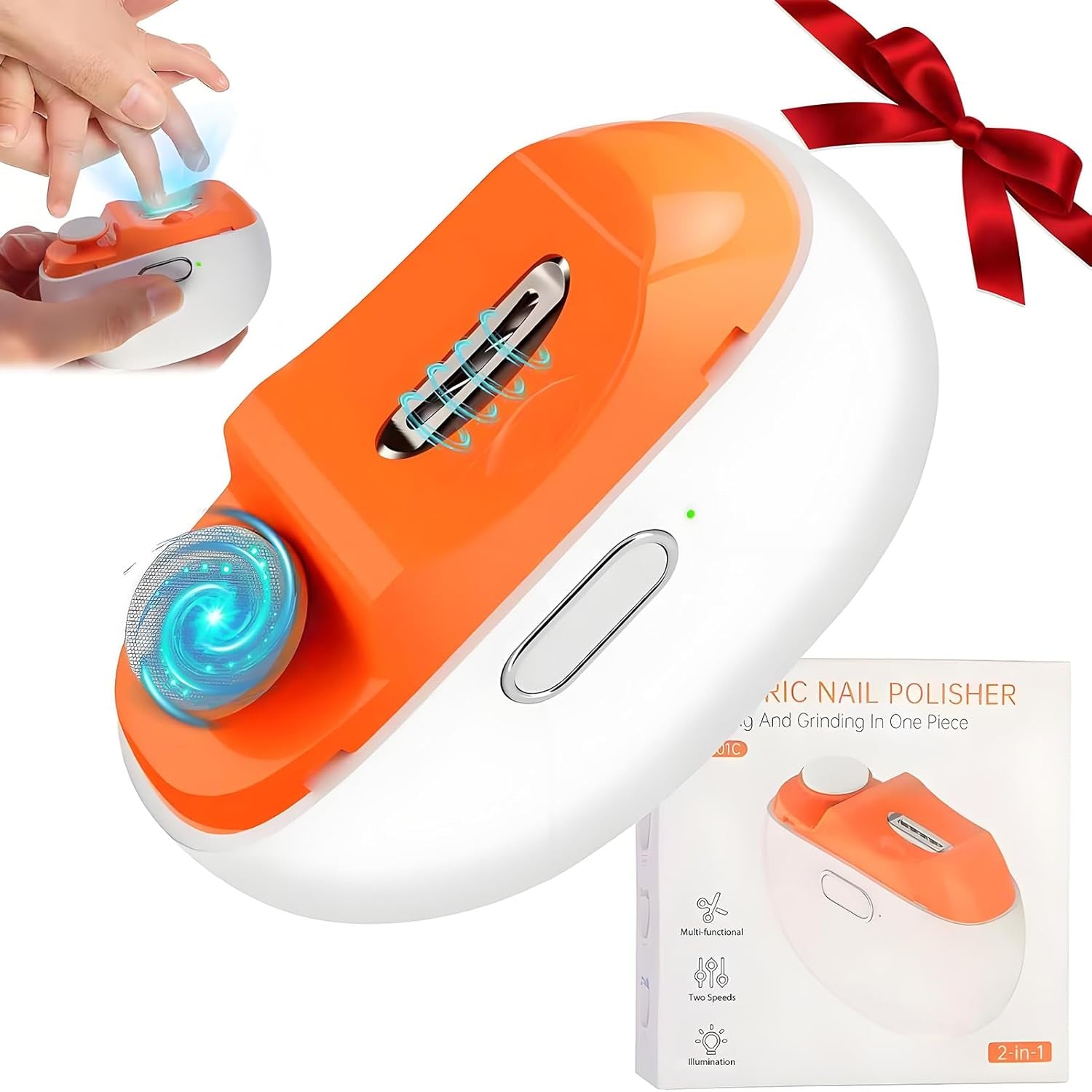 Electric Nail Clipper, Baby Electric Nail Trimmer, Automatic 2 in 1 Rechargeable Nail File with LED Light and Nail Clip Storage for Kids, Seniors, Adults