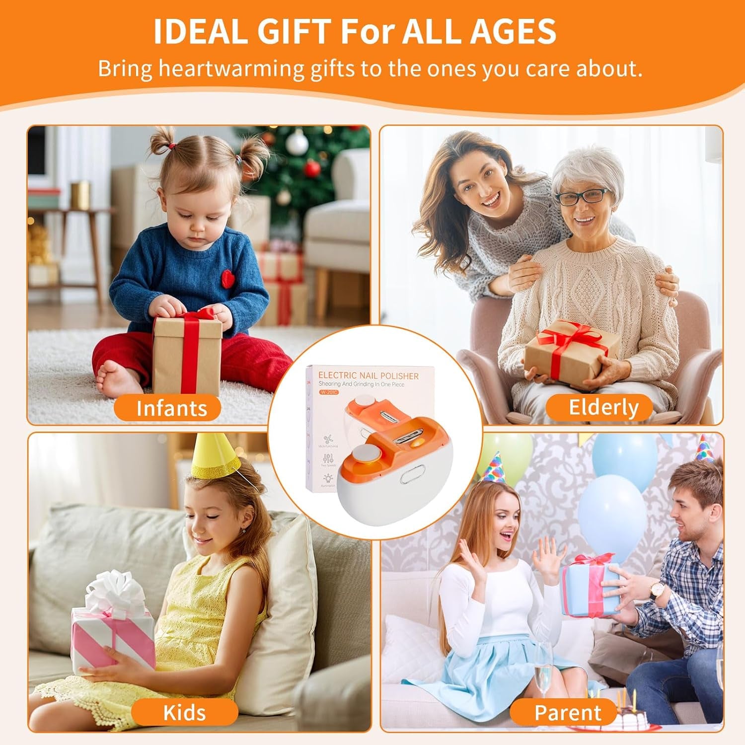 Electric Nail Clipper, Baby Electric Nail Trimmer, Automatic 2 in 1 Rechargeable Nail File with LED Light and Nail Clip Storage for Kids, Seniors, Adults