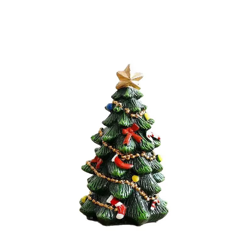 1Pcs Mini Resin Christmas Tree Decor Desktop Ornament Festive Gift for Home Tabletop Decorations Small Ornaments