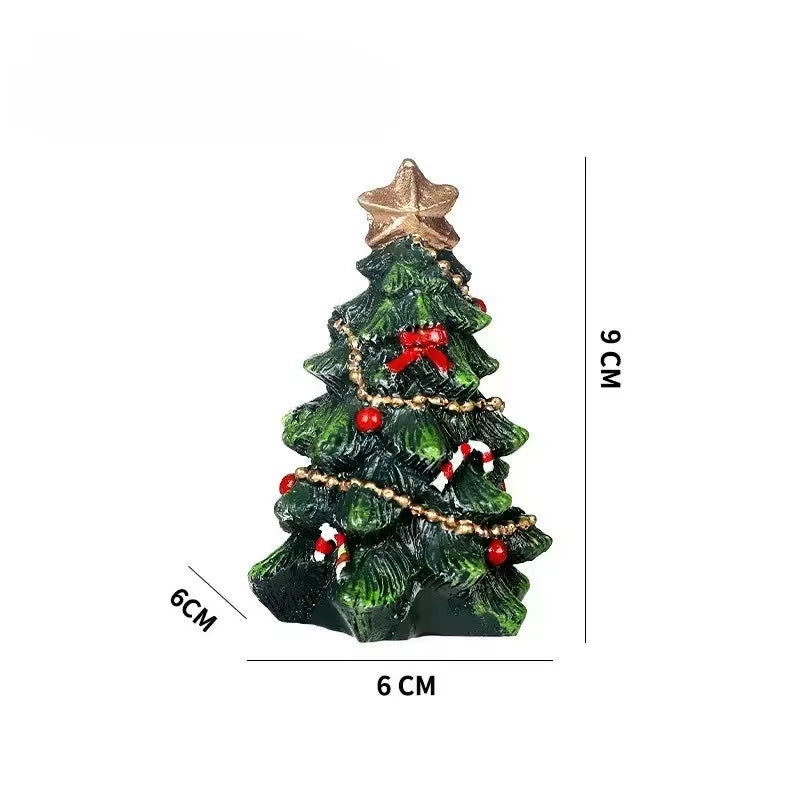 1Pcs Mini Resin Christmas Tree Decor Desktop Ornament Festive Gift for Home Tabletop Decorations Small Ornaments
