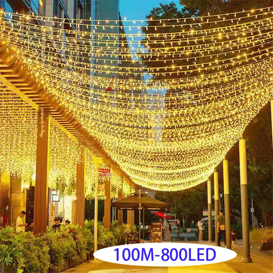 100M 50M 30M 20M LED Christmas Garland String Lights Outdoor 8 Modes Fairy Lights for Party Wedding Garden Xmas Tree Decoration