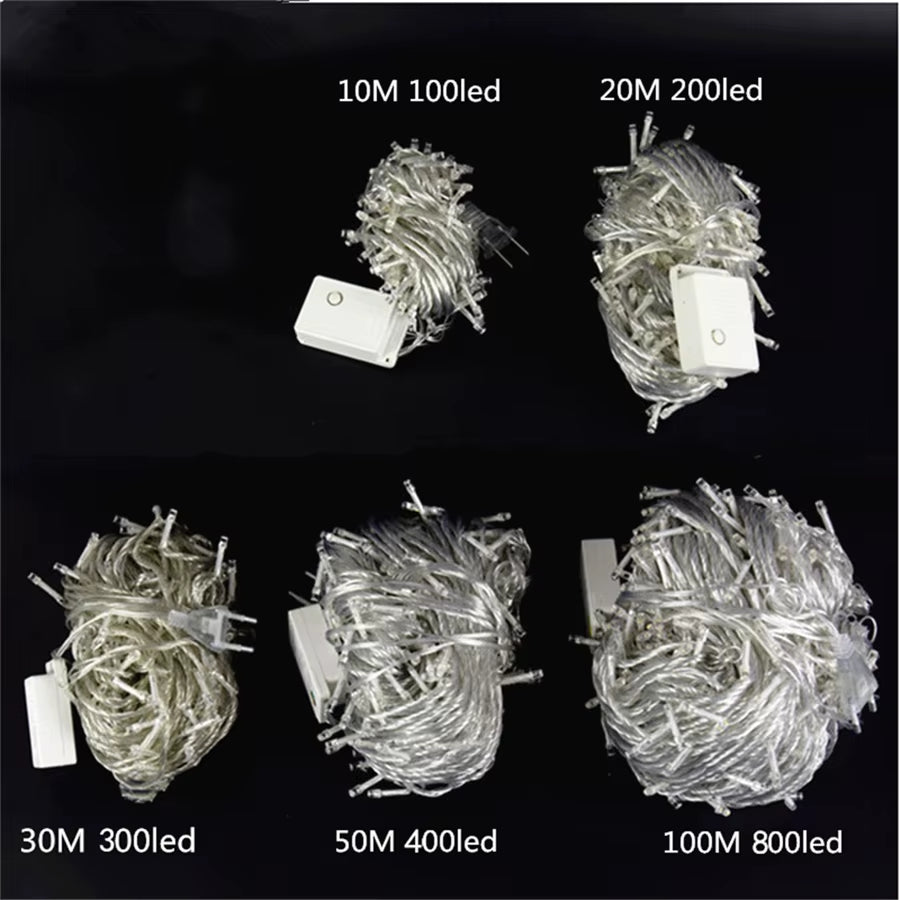 100M 50M 30M 20M LED Christmas Garland String Lights Outdoor 8 Modes Fairy Lights for Party Wedding Garden Xmas Tree Decoration