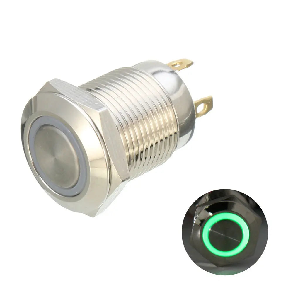 DC 12V 12Mm 4 Pin Momentary Switch Led Light Metal Push Button Waterproof Switch