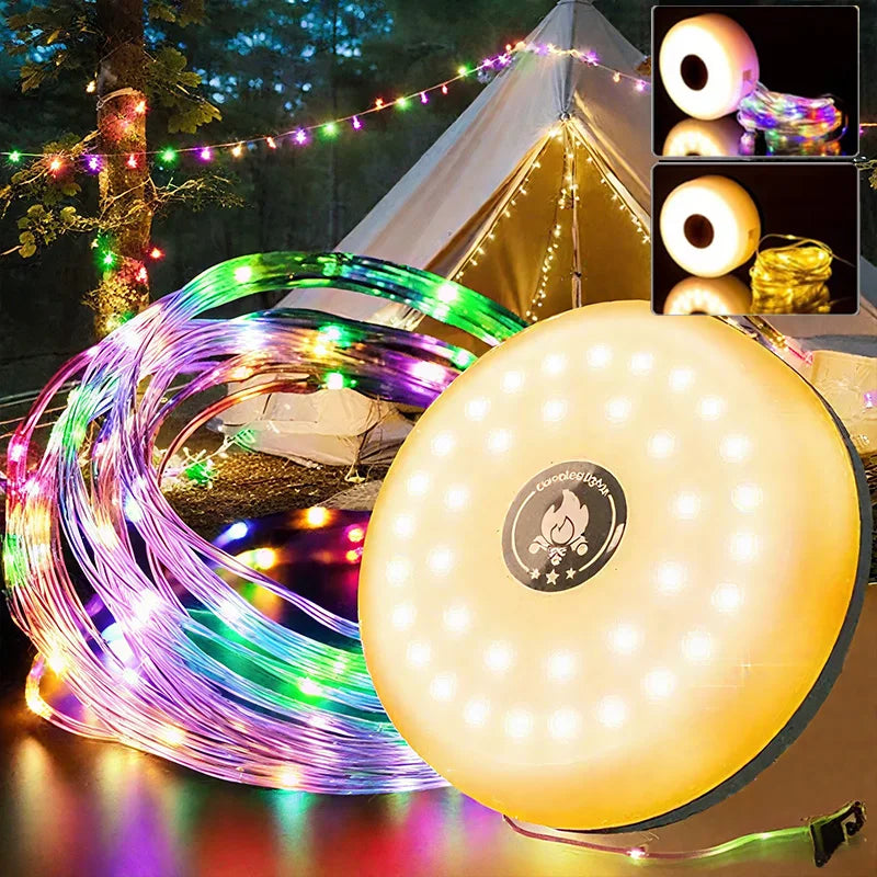 Versatile 4-In-1 LED Camping Light & String Lights - Eco-Friendly USB Atmosphere Decor for Garden, Tent, and Room