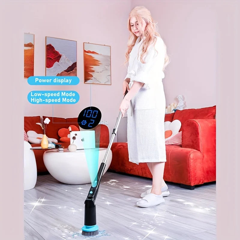 Electric Spin Scrubber with 7 Brush Heads - Cordless Bathroom Cleaning Tool