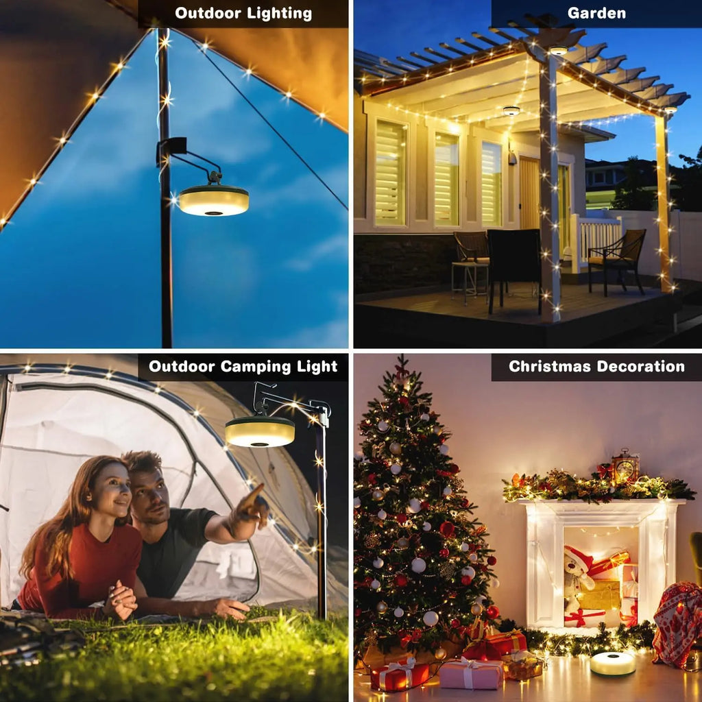 Versatile 4-In-1 LED Camping Light & String Lights - Eco-Friendly USB Atmosphere Decor for Garden, Tent, and Room