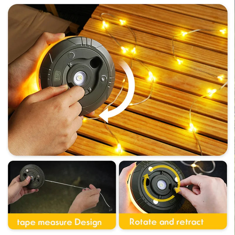 Versatile 4-In-1 LED Camping Light & String Lights - Eco-Friendly USB Atmosphere Decor for Garden, Tent, and Room