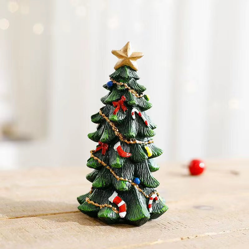 1Pcs Mini Resin Christmas Tree Decor Desktop Ornament Festive Gift for Home Tabletop Decorations Small Ornaments